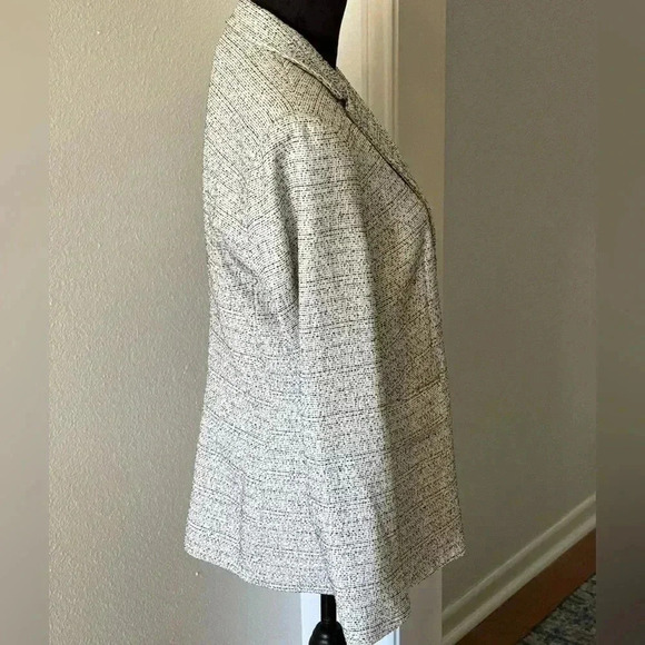 Nine West Black & White Tweed One Button Blazer - Picture 2 of 6